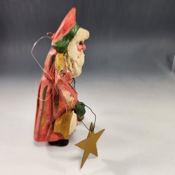 House of Hatten 1988 Folk Santa Elf Holding Star D Calla Christmas Ornament VTG - Picture 4 of 9
